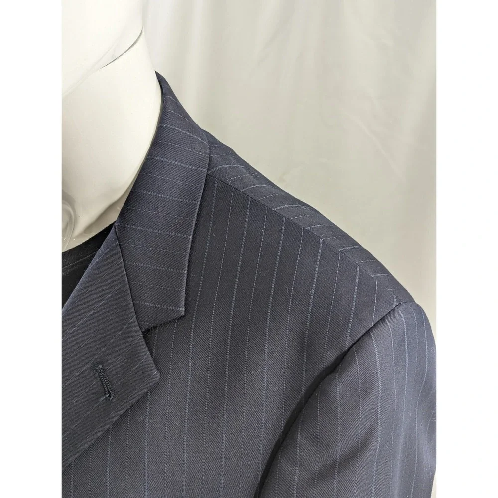Daniel Cremieux Blazer Sport Coat Suit Jacket Loro Piana‎ 44R Navy Pin Striped